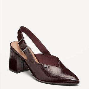 Old Navy Pointed Slingback Block Heel Pumps Brown
